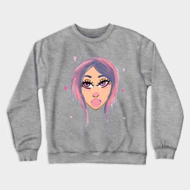 Bubblegum Babe Crewneck Sweatshirt by Coffeeshoppedoodles